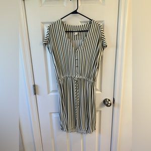 H&M Green and White Striped Dress
